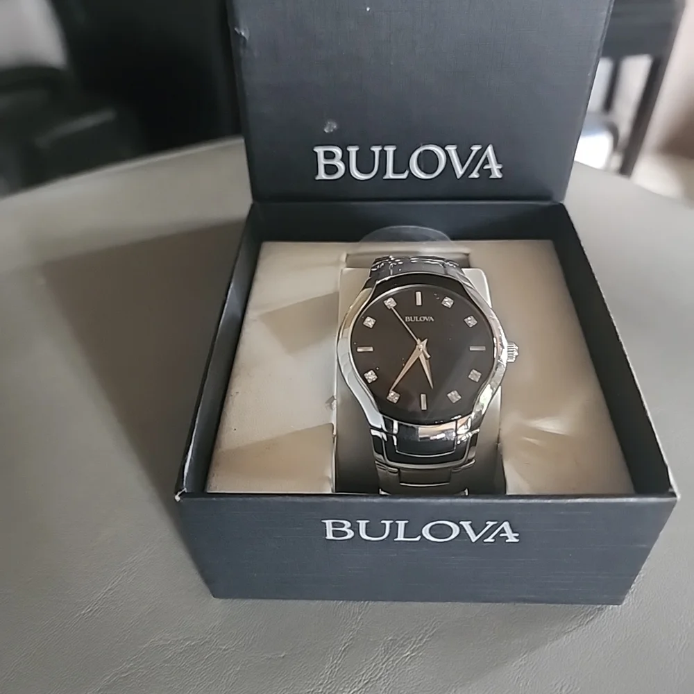 Bulova Silver Watch with Black Dial - Picture 3 of 5